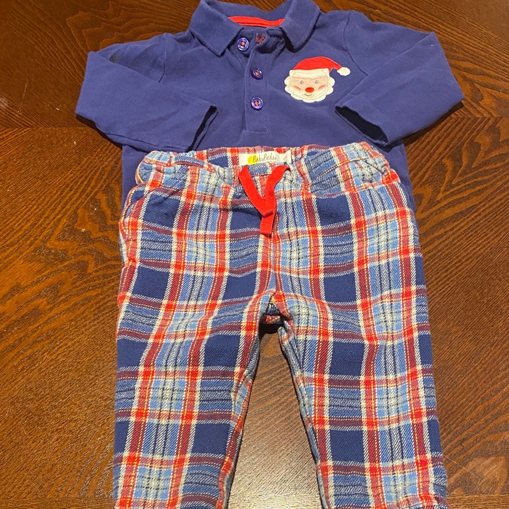 Baby Boden Blue and Red Plaid Set